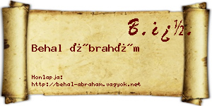 Behal Ábrahám névjegykártya