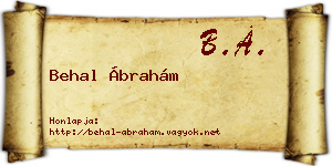 Behal Ábrahám névjegykártya